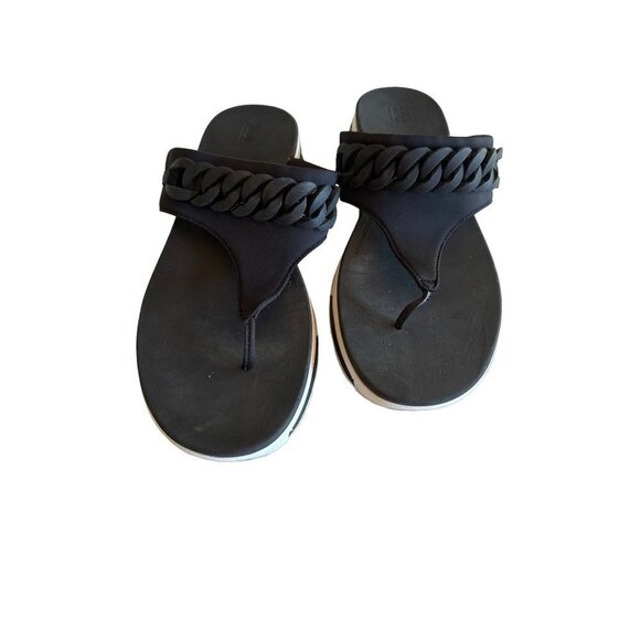 Fitflop Womens Heda Chain Toe Thong Flip Flops Black Sandals Size 11 - Picture 1 of 8